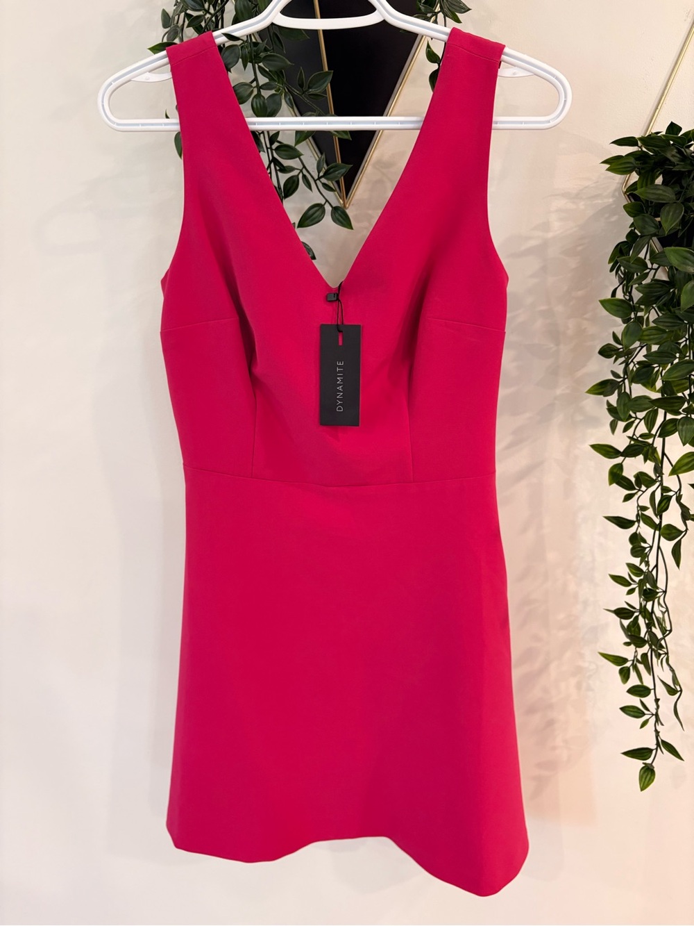 Dynamite Hot Pink V-Neck Mini Dress